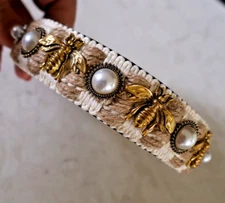 Natural Pearl & Gold  Queen Bee Charmed Headband