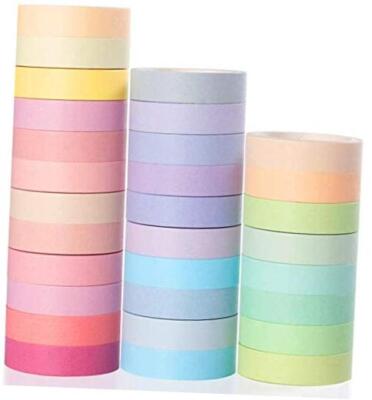 YUBX Washi Tape, 30 Rolls Pastel Masking Tape, 10 mm Wide Decorative macaroon