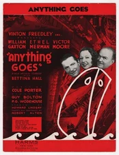 Ethel Merman "ANYTHING GOES" Cole Porter / P. G. Wodehouse 1934 Sheet Music