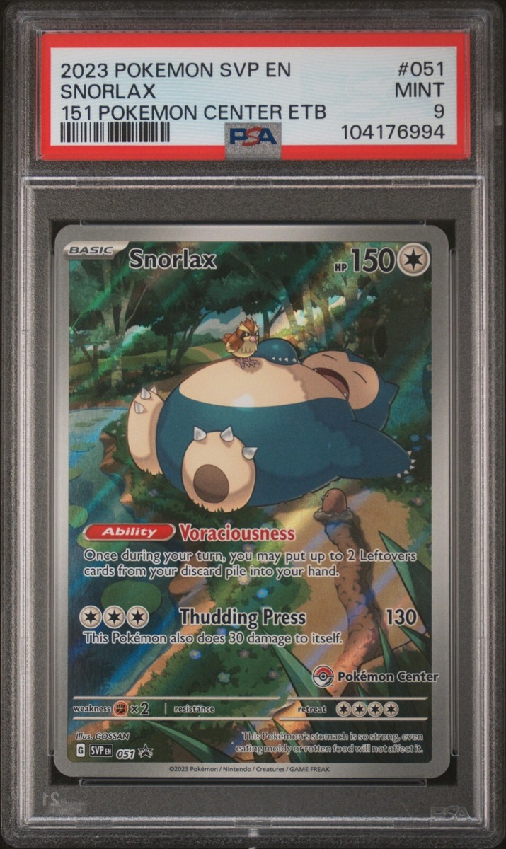 PSA 9 MINT Snorlax 051 Pokemon Center ETB Exclusive Stamp Promo