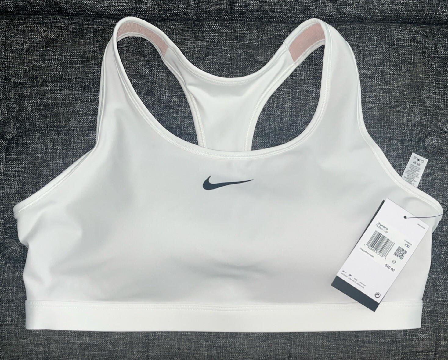 Nike Dri-FIT Swoosh Medium Support Padded Sports Bra White XXL DX6821-100 NWT