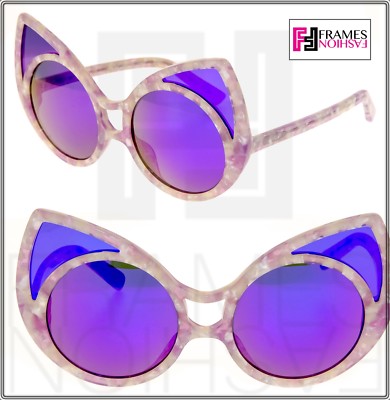 Khaleda Rajab LINDA FARROW Cat Eye Purple Marble Lilac POLARIZED KR1 Sunglasses