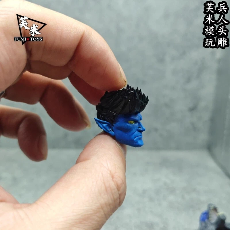 Modelo de talla de cabeza de rastreador nocturno de piel azul escala 1/6 1/12 para cuerpo de figura de acción Foto 2 de 3