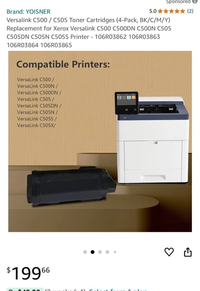 Conjunto de cartucho de toner 4 peças KCMY para Xerox C500 C500N C505 C505N lacrado - Imagem 2 de 4