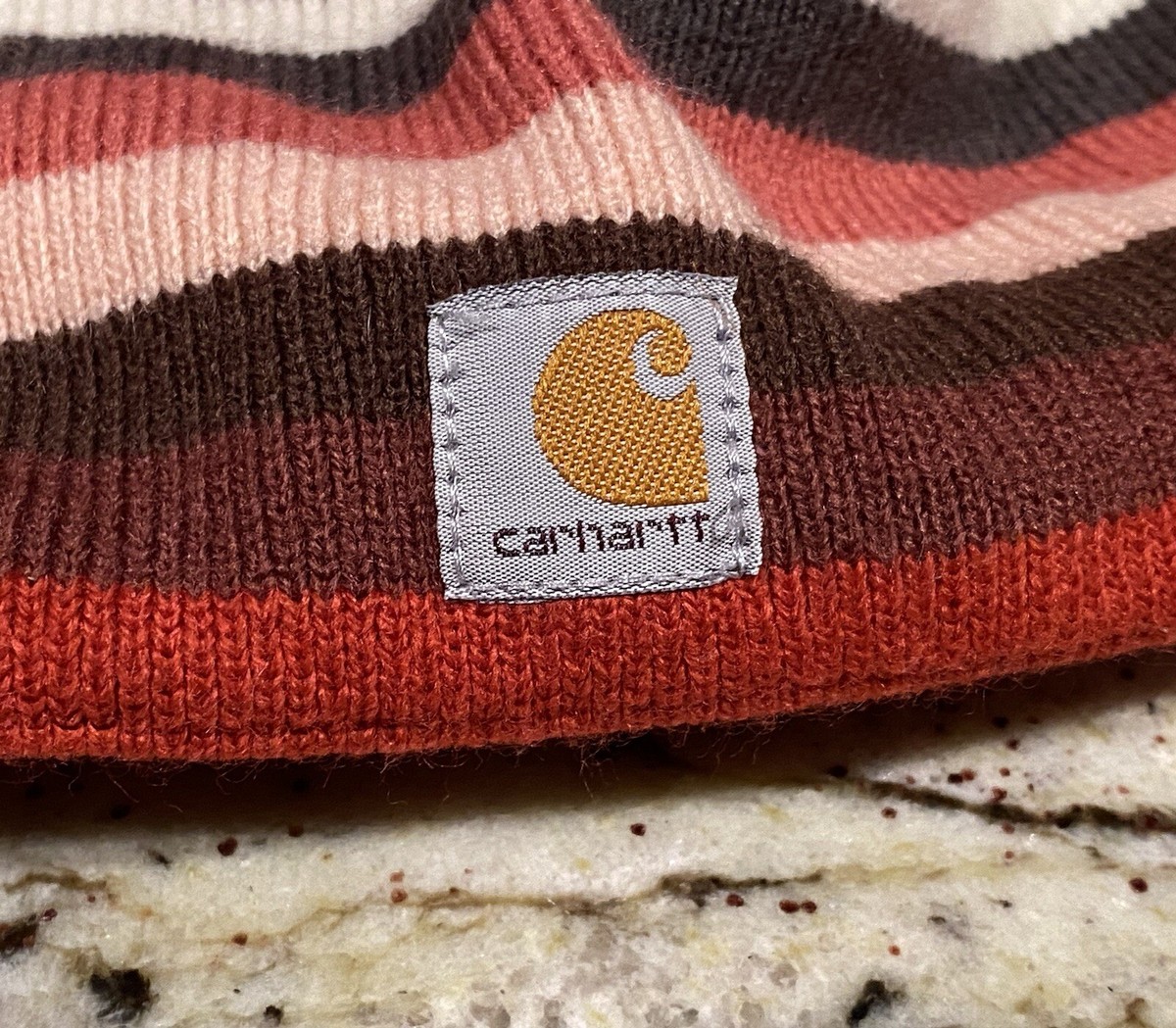 Carhartt Beanie Fleece Lined Red, White, Blue Stripes Carhartt Striped knit Beanie hat - Brown, | Mercari main image 4
