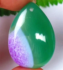 49x34x7mm Green and Purple Druzy Geode Agate Teardrop Pendant Bead BQ68411