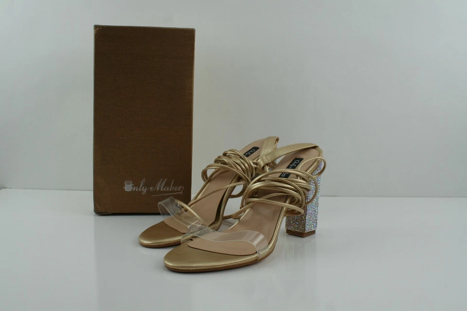 Sandalias de mujer Gladiador con correa en el tobillo transparentes con cordones tacón grueso con tiras zapato 11M Foto 2 de 4