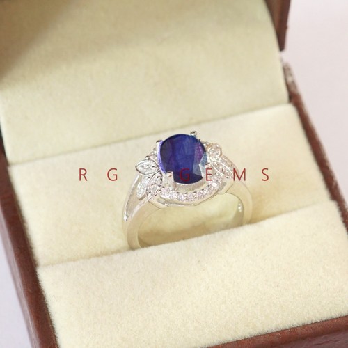 Sapphire Oval Cut Gemstone with 925 Sterling Silver Ring For Men's #790 - Picture 4 of 10