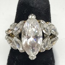 Vintage Gold Vermeil Over Sterling Silver Crystal Stunning Design Ring sz 6