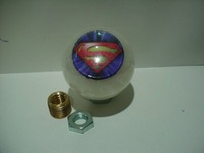 Superman S Logo W Blue Background Custom Shift Knob Car Truck White Pearl