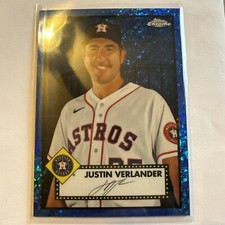 2021 Chrome Platinum Anniversary Base Blue Diamond Justin Verlander #163 /199