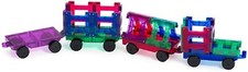 Playmags 20 Piece Train Set: Super Durable with Vivid Clear Color Tiles - 4 Cars