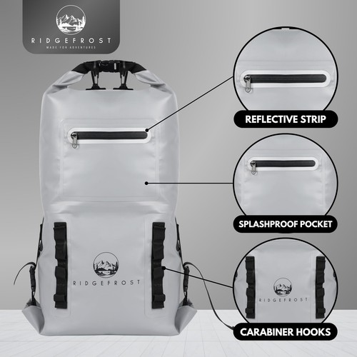 20L Dry Bag, Roll Top & Roll Bottom Lightweight Waterproof Backpack w/ 2 Comp... - Bild 7 von 8