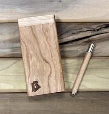 American Cherry 4" Dugout Stashbox w Bat/One Hitter Pipe- Handmade In The USA
