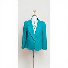 Vintage Pendleton Teal Wool Blazer Petite 12 USA 80s 90s Tailored Jacket