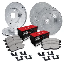 For Mitsubishi Mirage 89 Drilled & Slotted Front & Rear Brake Kit w Optimum Pads