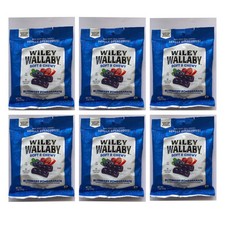 6 Packs Wiley Wallaby Soft & Chewy 4 oz BLUEBERRY POMEGRANATE Gourmet Licorice