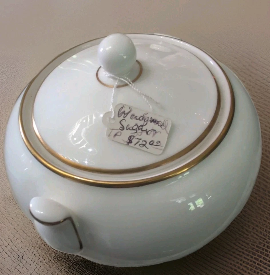 Antiguo azucarero de colección Wedgwood Regal cubierto de oro hueso fino China Inglaterra # Foto 3 de 4