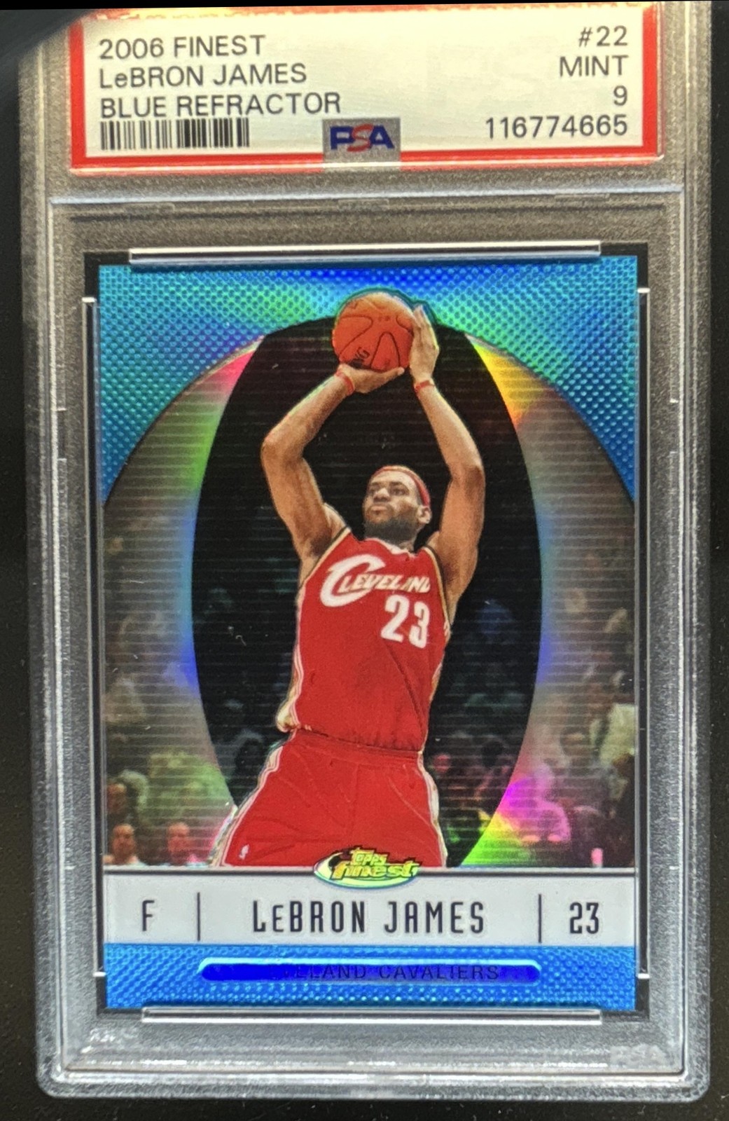 2006-07 Topps Finest LeBron James Refractor Blue #/299 Cavaliers PSA 9