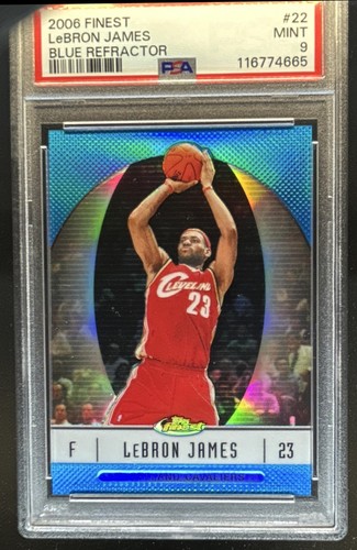 2006-07 Topps Finest LeBron James Refractor Blue #/299 Cavaliers PSA 9
