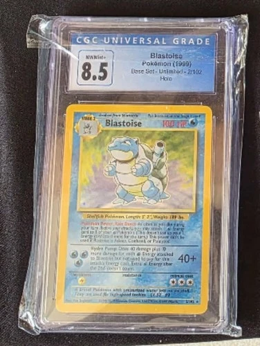 1999 Pokemon TCG Base Set Unlimited Blastoise 2/102 Holo Rare CGC 8.5