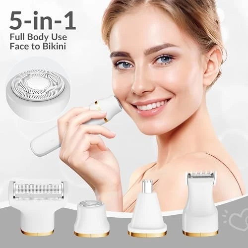 KINGTEE 5 en 1 Bikini Cuerpo Recortadora de Pelo Impermeable Inalámbrica, USB C, Blanco Foto 4 de 4