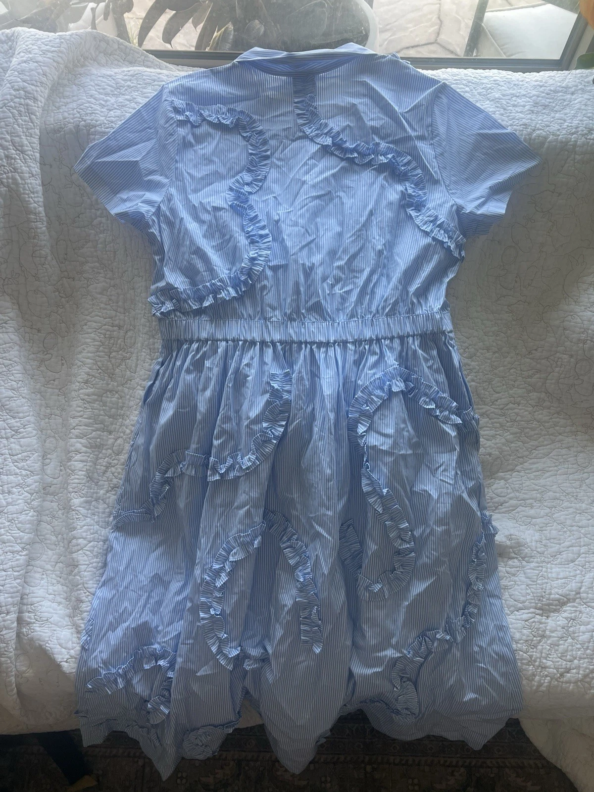 Camicia midi donna nastro manica corta kate spade NY blu bianco taglia large