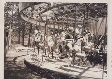 Hunt Bros Circus kiddie carousel USA children riding 1940s - Original Photo