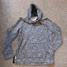 Hollister Medium Gray Black Pullover Hoodie Handwarmer Pkt Side Zippers EUC