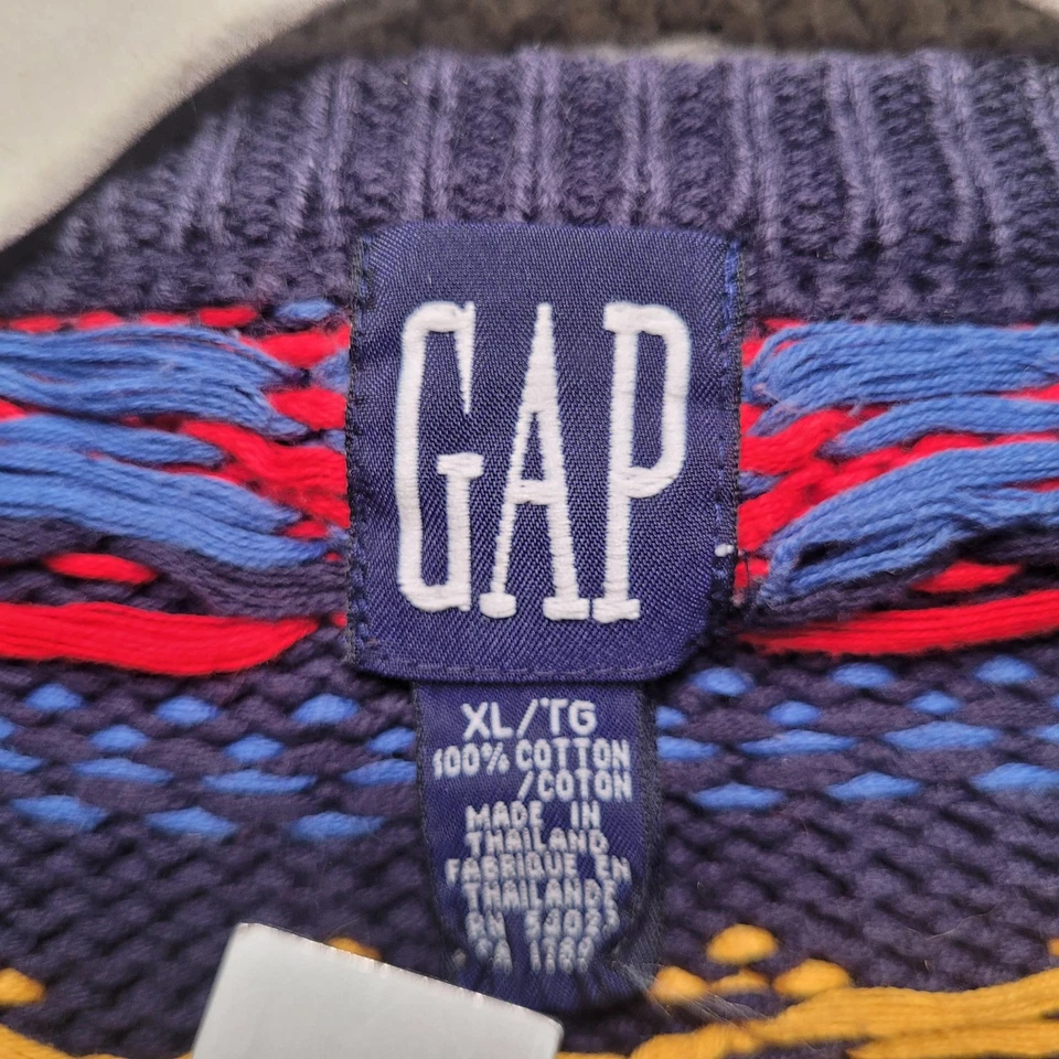 Винтажный GAP кардиган свитер детский XL Fair Isle геометрический праздник цветной коренастый - Изображение 3 из 4