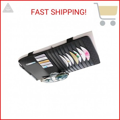 VKQTS CD Holder for Car,Leather Multi-Purpose Car Visor Organizer Cars CD Holder