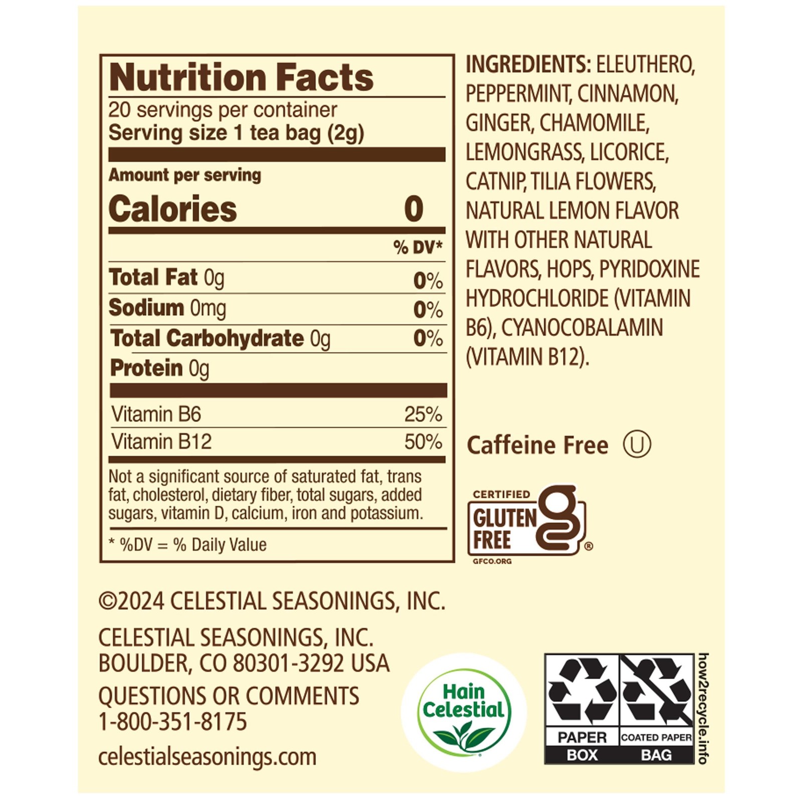 Celestial Seasonings Tension Tamer Caffeine-Free Herbal Tea Bags (20 Count)
