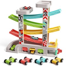 TOP BRIGHT Car Ramp Toys, Race Track Toy for Toddler Age 2-4 Year Wood