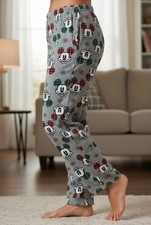 Disney Mickey Mouse Christmas Holiday Seasonal Kids Plush Pajama Pants Medium 8