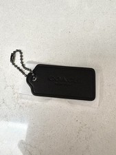 NWOT Coach Leather Hang Tag Key Chain Charm Black Classic Style Gray Hardware