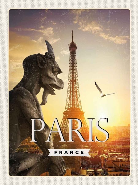 Holzschild 40X30 Cm Paris Frankreicharchitektur StraßE Stadt Deko Geschenk Holz-image