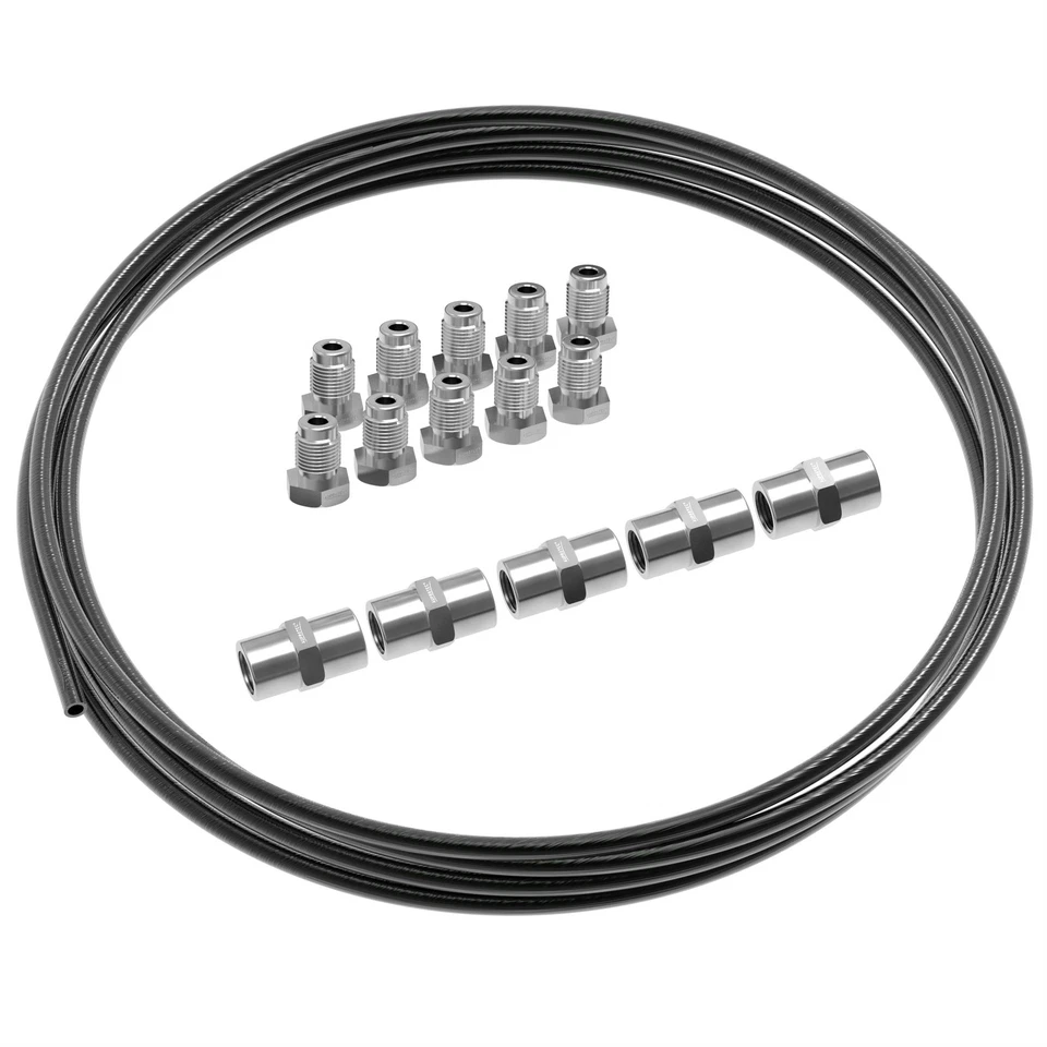 AUPROTEC Tubo Freno 5m Tubo Freno Acciaio 4,75mm + 10 Raccordi + 5 Connettori