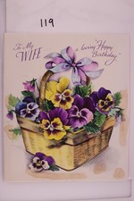 Vintage Hallmark To My Wife Birthday Card Pansy Basket Used
