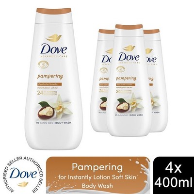 Dove Advanced Care Pampering Body Wash 24H Renewing Micromoisture, 4x400ml