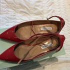 Aquazzura Red Patent Leather Pointed Toe Ankle Strap Buckle Flats EU 40 — photo 10