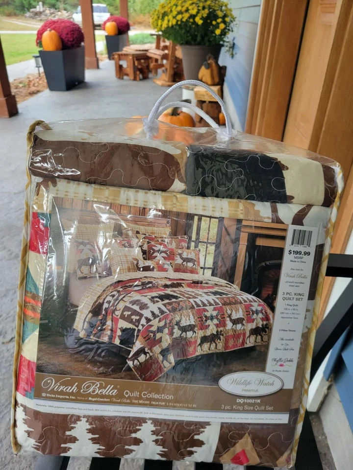 Juego de edredón de 3 piezas Wildlife Watch Phyllis Dobbs precio de venta sugerido por el fabricante 199 USD precio de liquidación 130 USD de descuento Foto 2 de 4