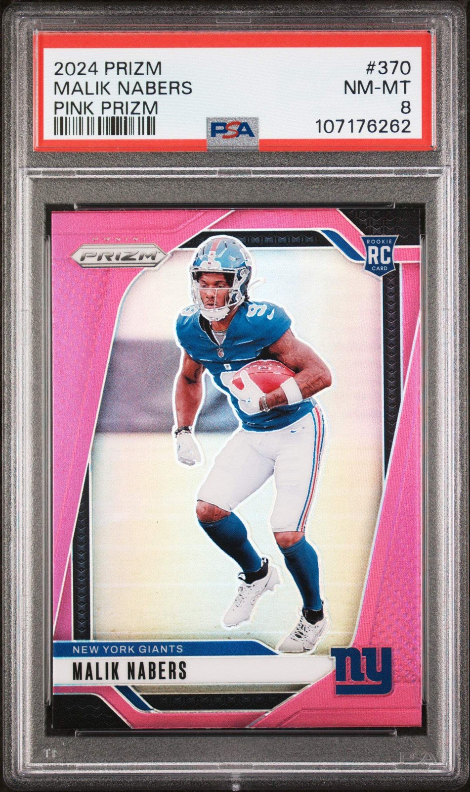2024 Panini Prizm #370 Malik Nabers Pink Prizm PSA 8