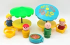 Vintage Fisher Price Little People Pool Umbrellas Table Chairs People BBQ 10 Pcs