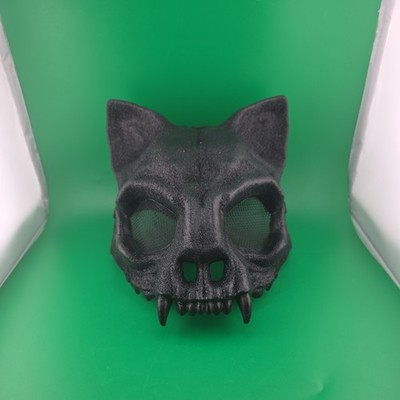Black Skelton Glitter Cat Halloween Mask for Adults