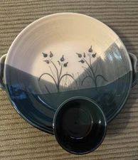 Studio Art Pottery Hand Thrown Chip/Dip Platt or Seafood Server 11” Round Signed
