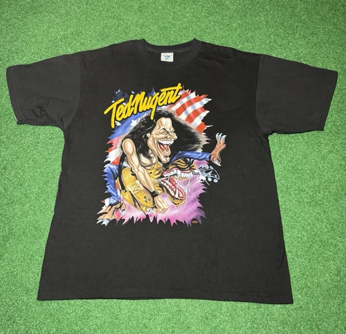 Ted Nugent 90s Rock Concert Caricature Annual Bash W 1990s vintage concert t-shirt, vintage, size XL, single stitch, B+ condition