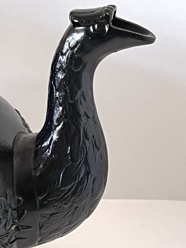 Antique Black Basalt Teapot With Eagle Handle - Picture 2 of 21