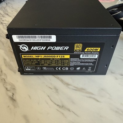 High Power 600W HP1-J600GD-F12S 80 Plus Gold 600W Non Modular Power Supply