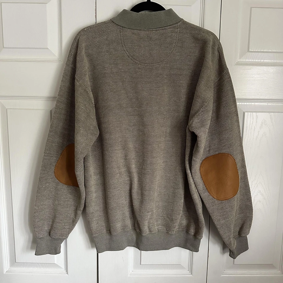 Vintage Orvis Sweatshirt Mens M Collar Elbow Patches Fleece Lined Rugby Grandpa - Image 3 of 4