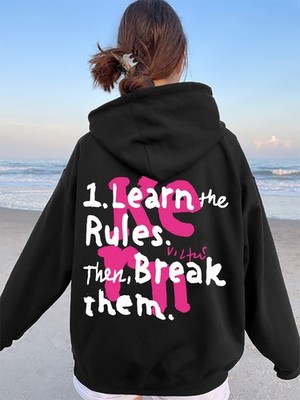 [Stretch Fit] Women's Casual Purple Hoodie w/LIFE IS ESSENTIAL Print - Soft Po